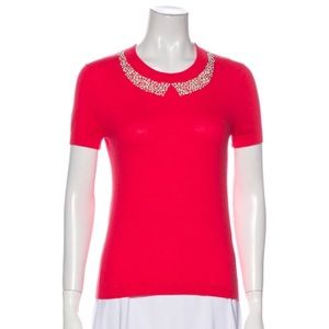 Kate Spade sweater beaded & crystal accented collar short sleeve